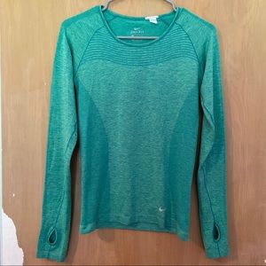 Nike Dri-Fit long sleeve green athletic top size s